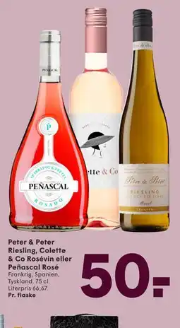 SPAR Peter & Peter Riesling, Colette & Co Rosévin eller Peñascal Rosé tilbud