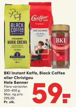 SPAR BKI Instant Kaffe, Black Coffee eller Christgau Hele Bønner tilbud