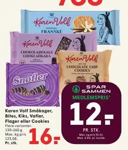 SPAR Karen Volf Småkager, Bites, Kiks, Vafler, Flager eller Cookies tilbud