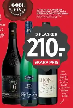 MENY CUVÉE 16, DR. LOOSEN DR. L RIESLING DRY ELLER DOMAINE ROGER SABON CÔTES DU RHÔNE tilbud