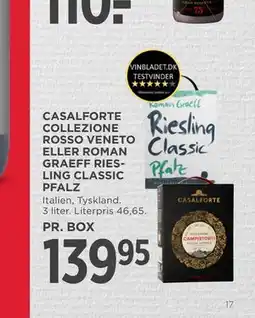MENY CASALFORTE COLLEZIONE ROSSO VENETO ELLER ROMAN GRAEFF RIESLING CLASSIC PFALZ tilbud