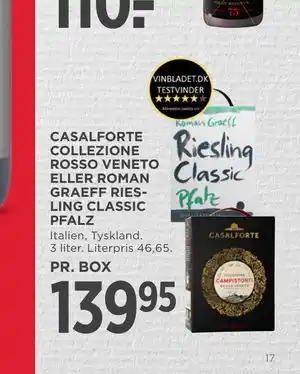 MENY CASALFORTE COLLEZIONE ROSSO VENETO ELLER ROMAN GRAEFF RIESLING CLASSIC PFALZ tilbud