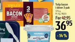 Føtex Tulip bacon i skiver 3-pak tilbud
