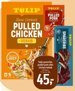 Føtex Tulip spareribs, pulled pork eller chicken kebab tilbud