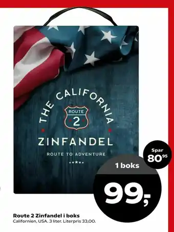 Dagli'Brugsen Route 2 Zinfandel i boks tilbud