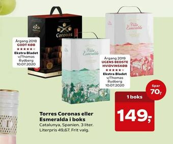 Kvickly Torres Coronas eller Esmeralda i boks tilbud