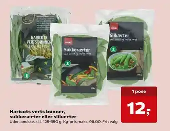 Haricots verts bønner, sukkerærter eller slikærter