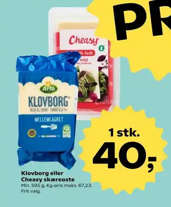Kvickly Klovborg eller Cheasy skæreoste tilbud