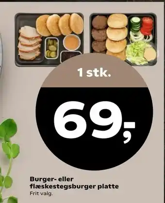 Kvickly Burger- eller flæskestegsburger platte tilbud