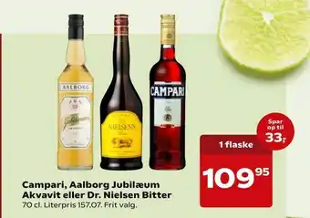 Kvickly Campari, Aalborg Jubilæum Akvavit eller Dr. Nielsen Bitter tilbud