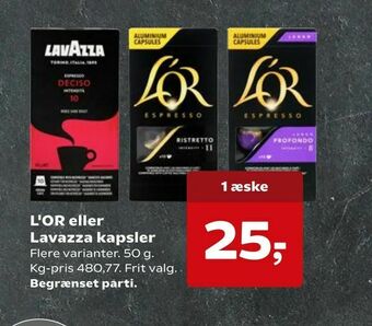 SuperBrugsen L'OR eller Lavazza kapsler tilbud
