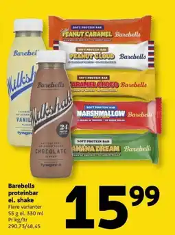 Løvbjerg Barebells proteinbar el. shake tilbud