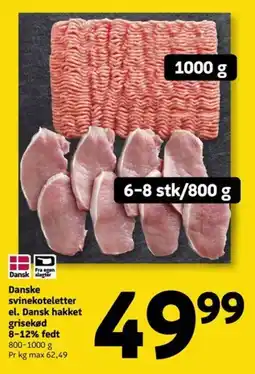 Løvbjerg Danske svinekoteletter el. Dansk hakket grisekød 8-12% fedt tilbud