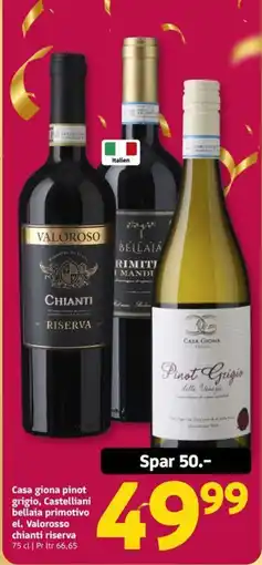 Løvbjerg Casa giona pinot grigio, Castelliani bellaia primotivo el. Valorosso chianti riserva tilbud