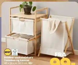 Netto Foldbar vasketøjskurv i bambus og kanvas tilbud