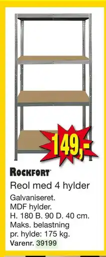 Harald Nyborg Rockfort Reol med 4 hylder tilbud