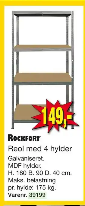 Harald Nyborg Rockfort Reol med 4 hylder tilbud