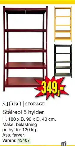 Harald Nyborg SJÖBO | STORAGE Stålreol 5 hylder tilbud
