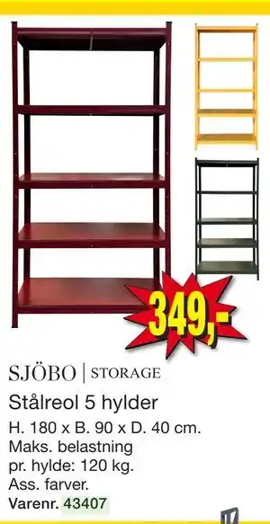 Harald Nyborg SJÖBO | STORAGE Stålreol 5 hylder tilbud