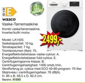 Harald Nyborg wasco Vaske-Tørremaskine tilbud
