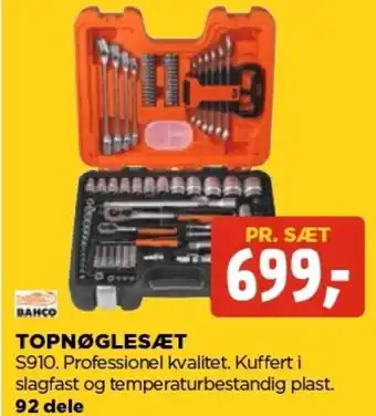 jem & fix Topnøglesæt S910.Professionel Kvalitet.Kuffert I Slagfast Og Temperaturbestandig Plast 92 Dele tilbud
