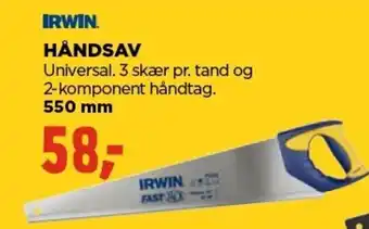 jem & fix Irwin Hændsav Universal.3 Skær Pr. Tand Og 2-Komponent håntag 550mm tilbud