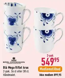Imerco Blå Mega Riflet krus (2-pak) tilbud
