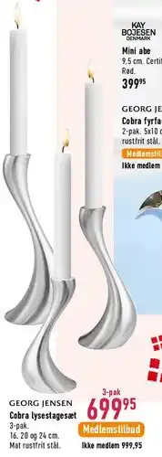 Imerco Georg Jensen Cobra lysestagesæt tilbud