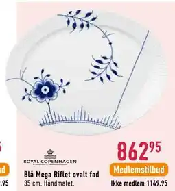 Imerco Blå Mega Riflet ovalt fad tilbud
