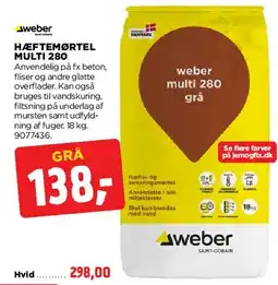 jem & fix Hæftemørtel Multi 280 (weber multi 280) tilbud