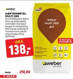 jem & fix HÆFTEMØRTEL MULTI 280 tilbud