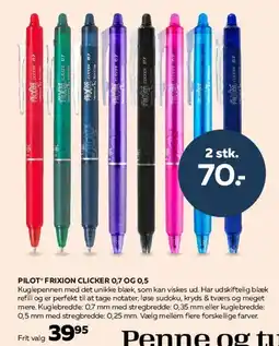 Bog & idé Pilot FriXion Clicker 0,7 og 0,5 tilbud