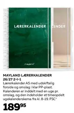 Bog & idé MAYLAND LÆRERKALENDER 26/27 (2-i-1) tilbud