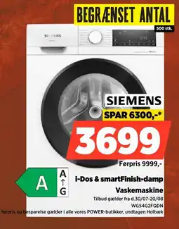 Power Siemens i-Dos & smartFinish-damp Vaskemaskine tilbud