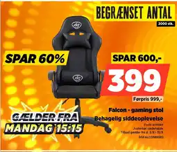 Power Falcon- gaming stol Behagelig siddeoplevelse tilbud