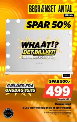 Power Nooa Makeup-spejl 2 USB-porte til opladning af dine enheder tilbud