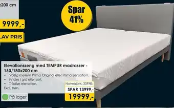 Erling - Christensen Elavationsseng Med TEMPUR Madrasser-160/180x200 cm tilbud