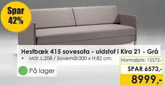 Erling - Christensen Hestbæk 415 Sovesofa-Uldstof i Kira 21-Grå tilbud