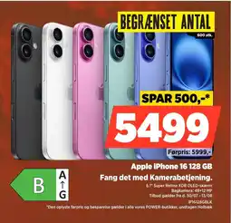 Power Apple iPhone 16 128 GB Fang det med Kamerabetjening. tilbud