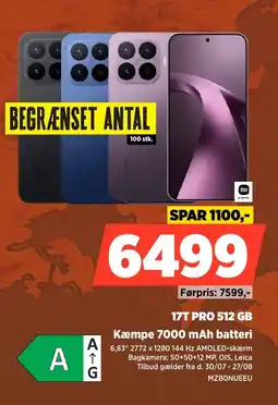 Power 17T PRO 512 GB Kæmpe 7000 mAh batteri tilbud