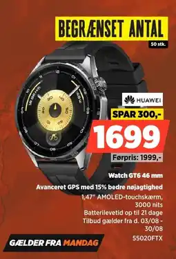 Power Huawei Watch GT6.46 mm Avanceret GPS med 15% bedre nøjagtighed tilbud