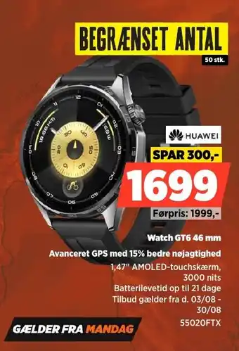 Power Huawei Watch GT6.46 mm Avanceret GPS med 15% bedre nøjagtighed tilbud