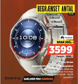 Power Huawei Watch GT6 Pro 46 mm Avanceret GPS med 15% bedre nøjagtighed tilbud