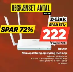 Power D-Link Router Nem opsætning og styring med app tilbud