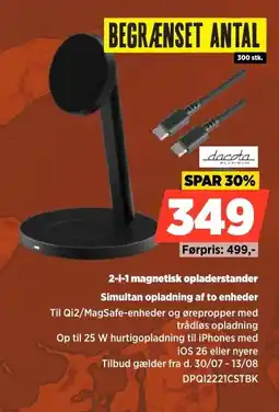 Power Dacota Platinum 2-i-1 magnetisk opladerstander Simultan opladning af to enheder tilbud