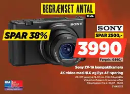 Power Sony ZV-1A kompaktkamera 4K-video med HLG og Eye AF-sporing tilbud