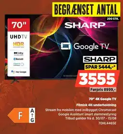 Power Sharp 70" 4K Google TV Filmisk 4K-underholdning tilbud