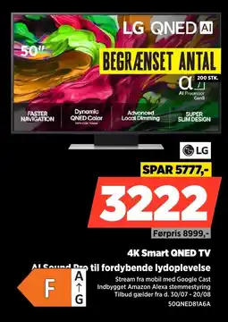Power Lg 4K Smart QNED TV AI Sound Pro til fordybende lydoplevelse tilbud