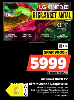 Power Lg 4K Smart QNED TV Al Sound Pro til fordybende lydoplevelse tilbud