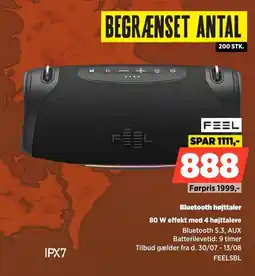 Power Feel Bluetooth højttaler 80 W effekt med 4 højttalere tilbud